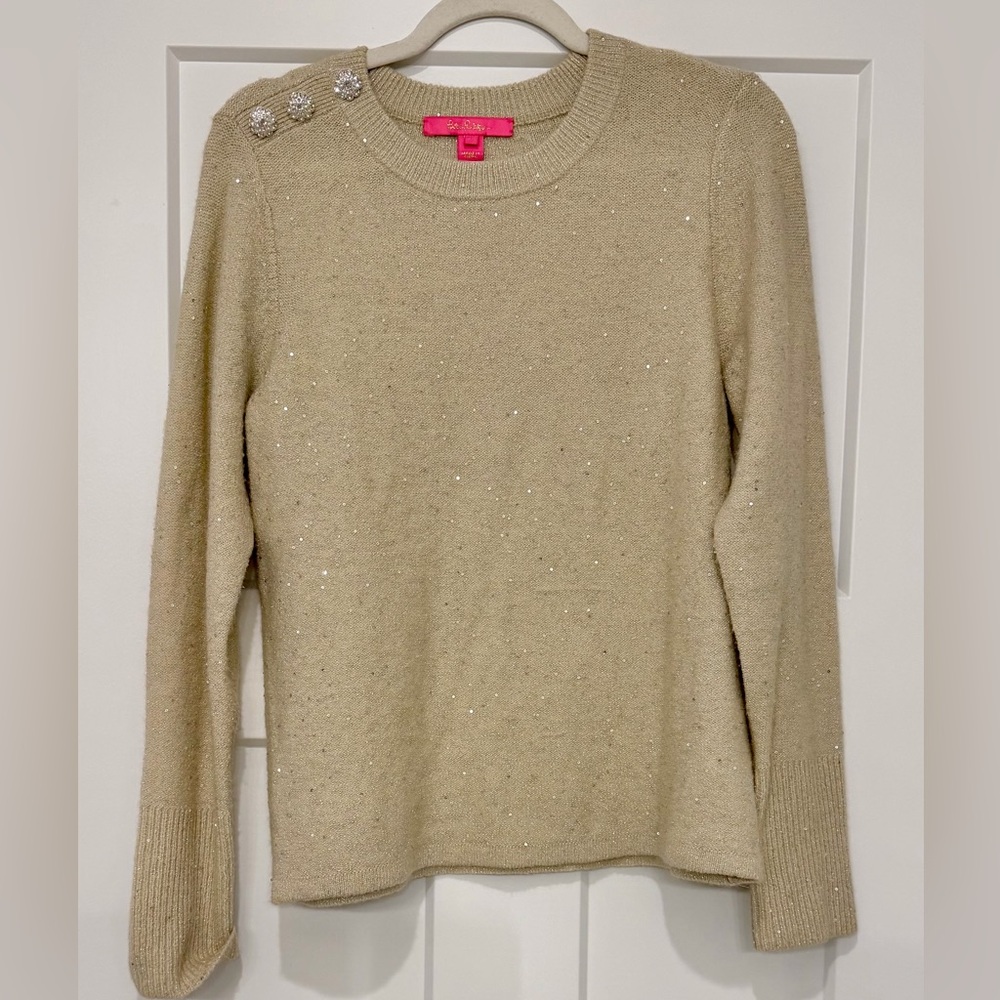 Lilly Pulitzer Morgen Sequin Sweater in Coconut Metallic size Large
